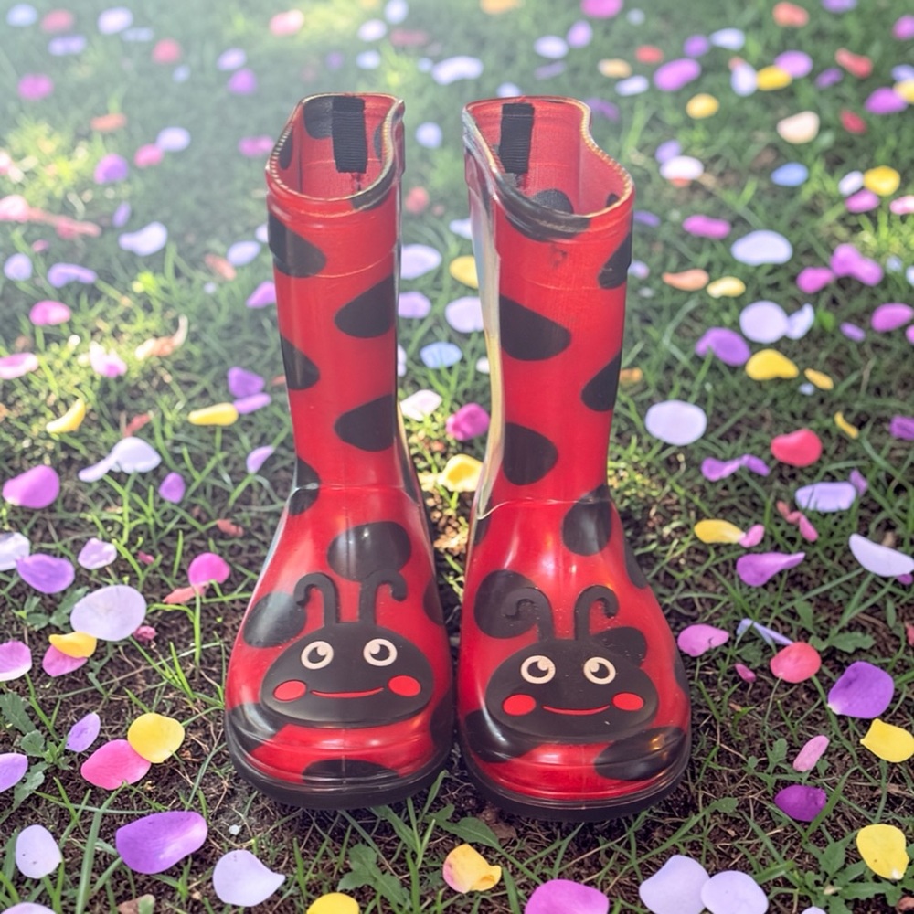 Koala Kids Red and Black Ladybug Rain Boots